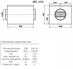 Вентилятор в изолированном корпусе Ostberg IRE 250D1