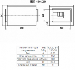 Вентилятор в изолированном корпусе Ostberg IRE 40x20 B1