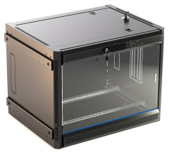 Hyperline TWB-FC-1566-SR-RAL9004 Шкаф настенный 19-дюймовый 15U