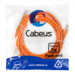 Патч-корд Cabeus PC-UTP-RJ45-Cat.5e-5m-OR-LSZH