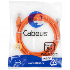 Патч-корд Cabeus PC-UTP-RJ45-Cat.5e-2m-OR-LSZH
