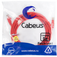 Патч-корд Cabeus PC-UTP-RJ45-Cat.5e-5m-RD-LSZH