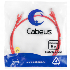 Патч-корд Cabeus PC-UTP-RJ45-Cat.5e-1m-RD-LSZH