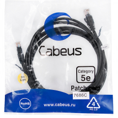 Патч-корд Cabeus PC-UTP-RJ45-Cat.5e-3m-BK