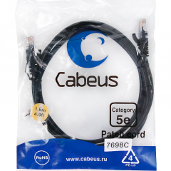 Патч-корд Cabeus PC-UTP-RJ45-Cat.5e-1.5m-BK-LSZH