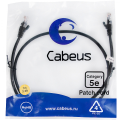 Патч-корд Cabeus PC-UTP-RJ45-Cat.5e-1m-BK-LSZH